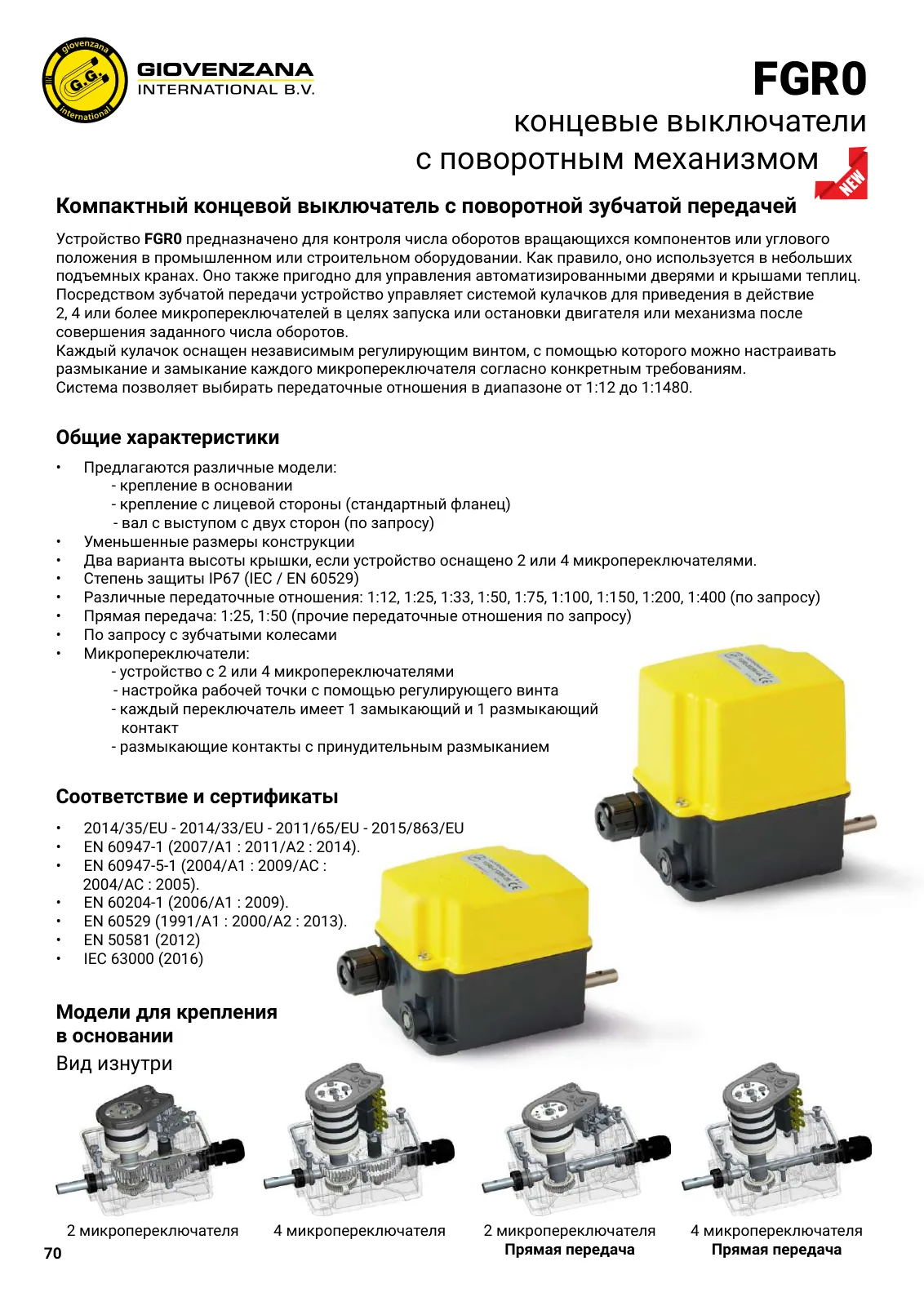 Концевые выключатели FGR0, стр. 36