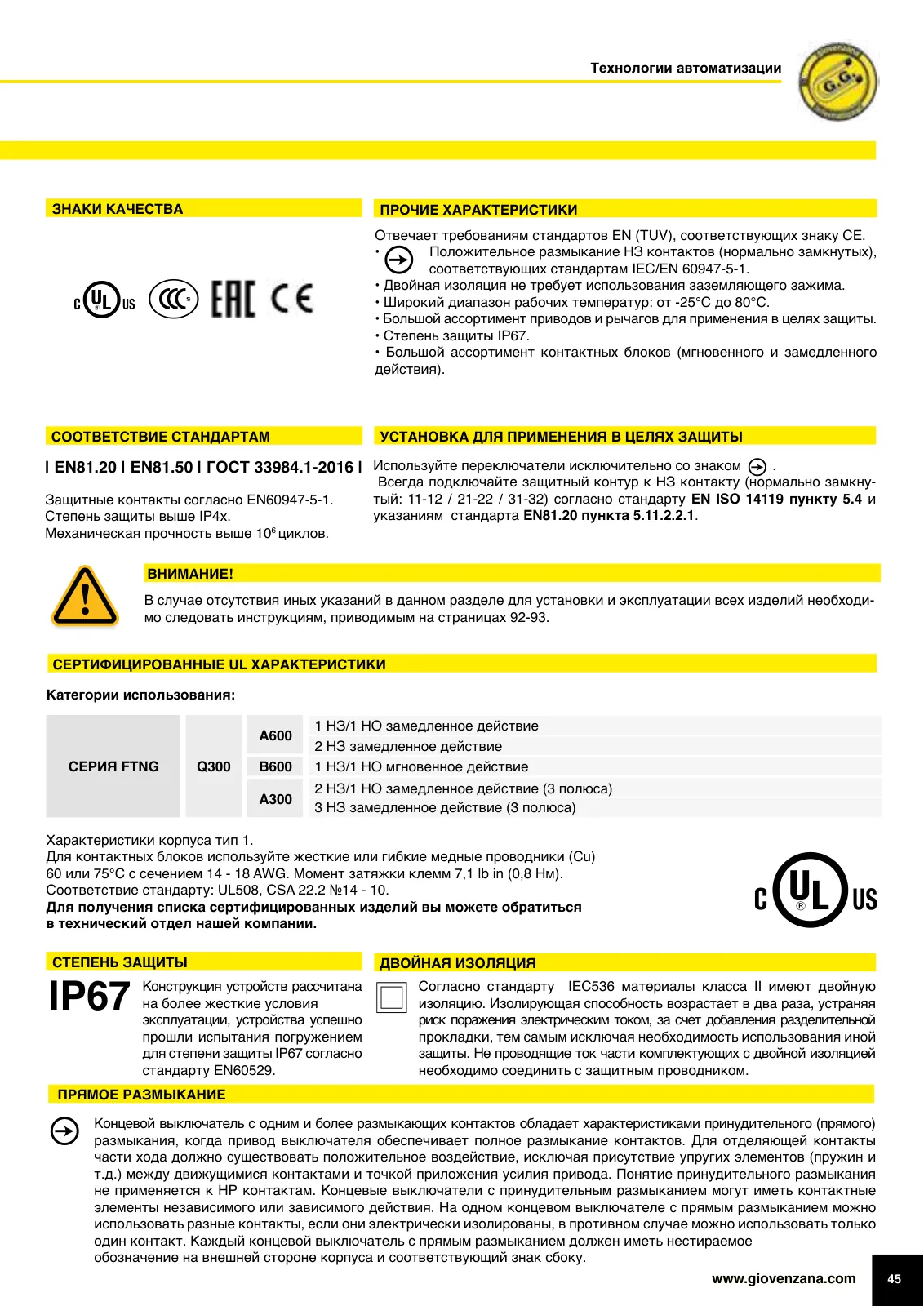 Концевые выключатели FTNG (корпус 40 мм), стр. 24